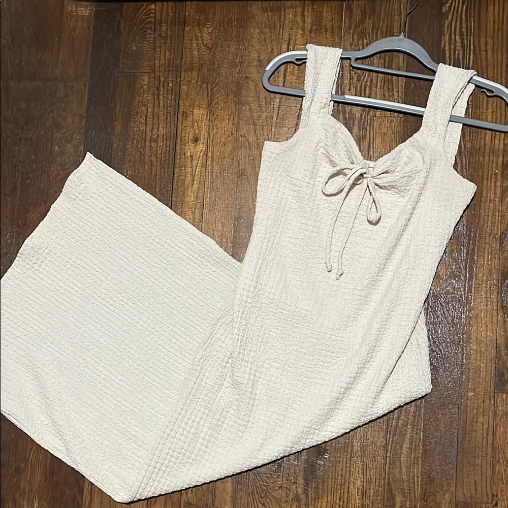 Elegant Cream Textured Dress